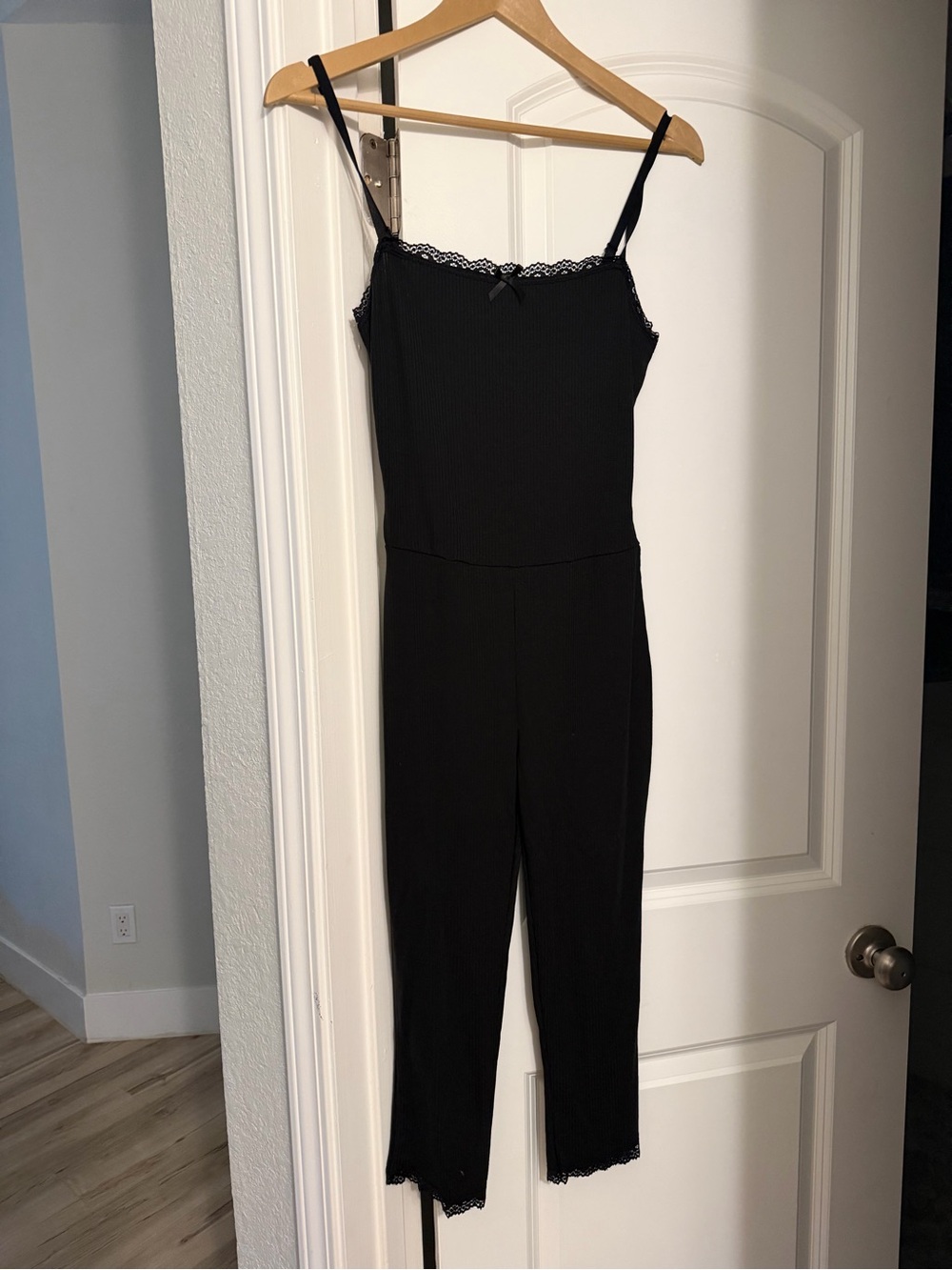 Black ribbed capri jumpsuit